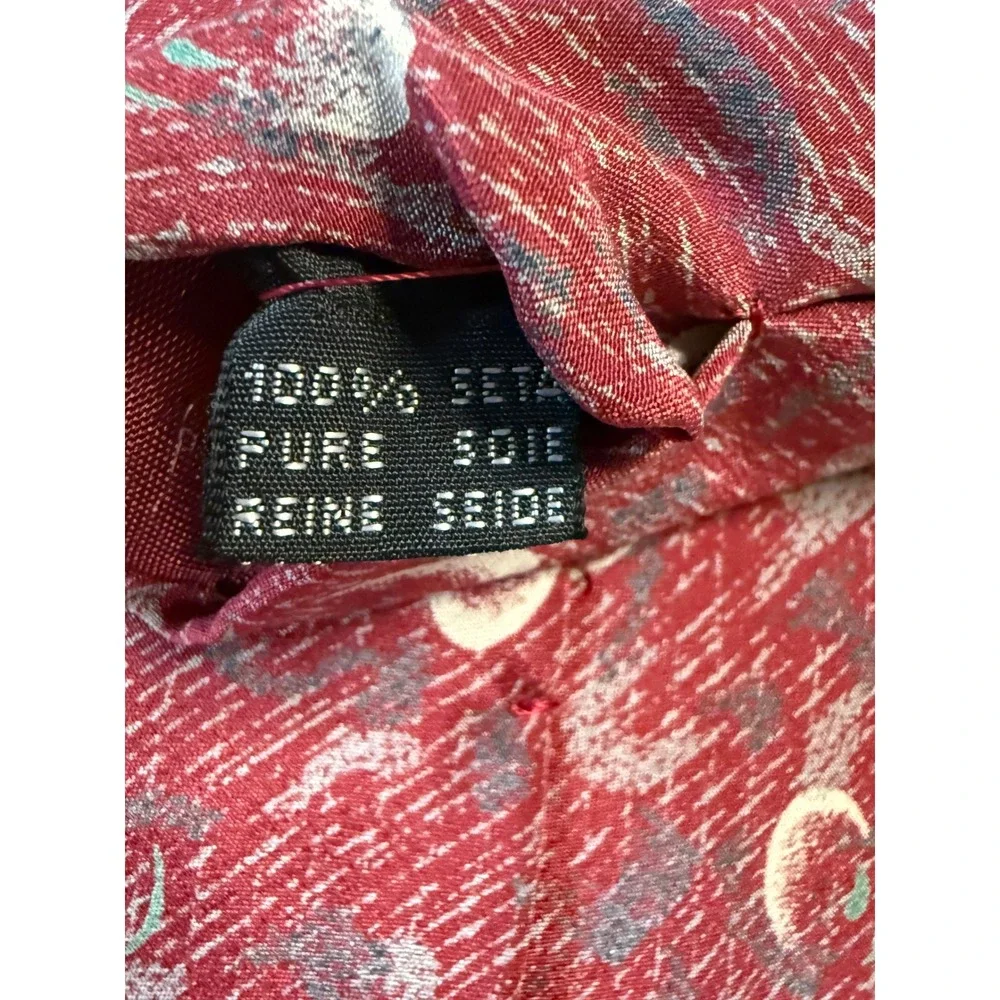 Vintage SICO Made in Italy 💯 Silk Tie Burgundy Celestial Crescent Moon Abstract